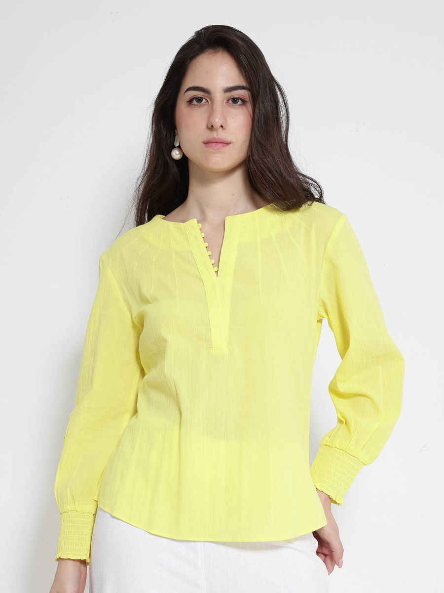 Rareism Women's Sler Dusky Yellow Cotton Crew Neck Graphic Print Oversized T-Shirt main image 1