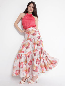 RAREISM - Women Solan Floral Printed Multi-Color Maxi Skirt