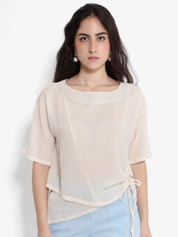 RAREISM - Women Texmer Checks Beige Top