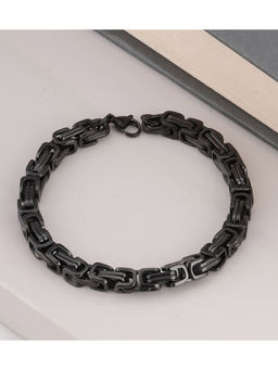 Palmonas - Waterproof and Anti-Tarnish Edgy Black Link Bracelet for Men