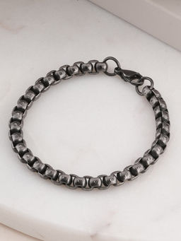 Palmonas - Waterproof and Anti-Tarnish Silver Ball Chain Black Bracelet for Men