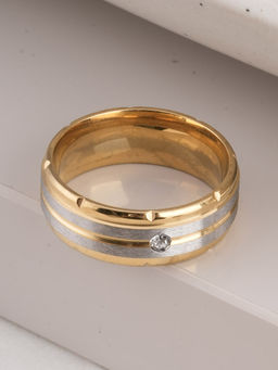 Palmonas - Waterproof and Anti-Tarnish Splendid Gold Silver Band Ring for Men