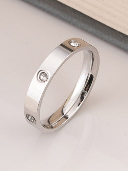 Palmonas - Waterproof and Anti-Tarnish Elegant Diamond Silver Band Ring for Men