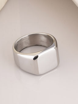 Palmonas - Waterproof and Anti-Tarnish Classic Silver Square Ring for Men
