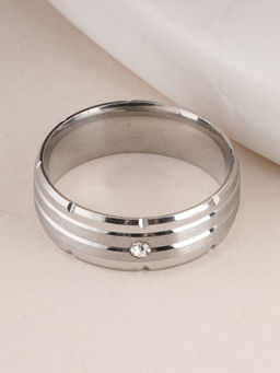 Palmonas - Waterproof and Anti-Tarnish Shiny Diamond Silver Ring for Men