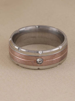 Palmonas - Waterproof and Anti-Tarnish Splendid Silver Rose Gold Band Ring for Men
