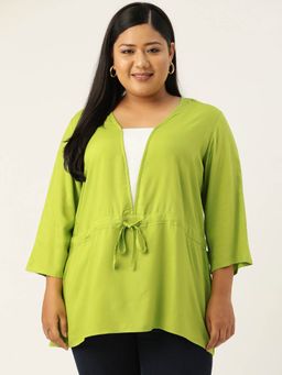 theRebelinme - Womens Green Solid Color Regular Top