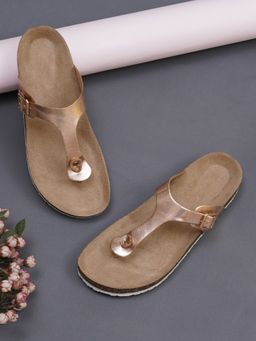 MOZAFIA - Women Rose Gold Solid Sandals