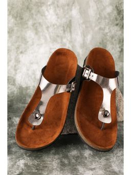 MOZAFIA - Women Silver Solid Sandals
