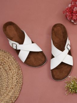 MOZAFIA - Women Solid White Sandals