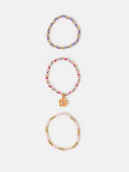 Accessorize London - Girls Beaded Flower Bracelets (Pack of 3)