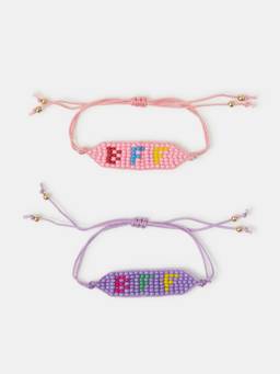 Accessorize London - Girls Pink and Purple Bff Beaded Bracelets (Pack of 2)