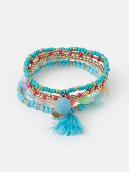 Accessorize London - Girls Multi-Color Pastel Beaded Stretch Bracelets (Pack of 5)