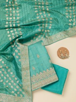 Koskii - Sea Green Stonework Dola Silk Unstitched Salwar Suit