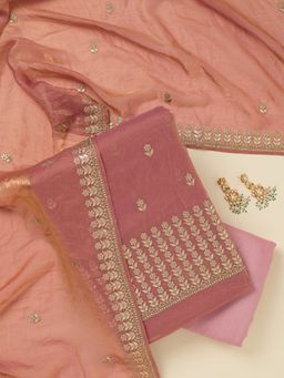Koskii - Onion Pink Gotapatti Semi Crepe Unstitched Salwar Suit