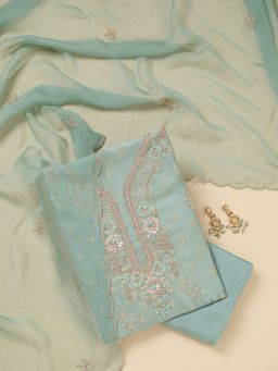 Koskii - Sky Blue Cutdana Organza Unstitched Salwar Suit