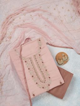 Koskii - Mauve Cutdana Georgette Unstitched Salwar Suit