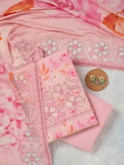 Koskii - Pink Stonework Crepe Unstitched Salwar Suit