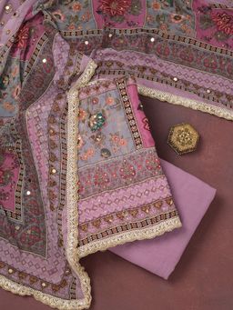 Koskii - Lavender Cutdana Semi Crepe Unstitched Salwar Suit