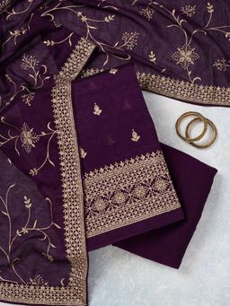 Koskii - Purple Thread work Georgette Unstitched Salwar Suit