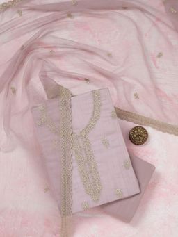 Koskii - Lavender Zari Work Gold Chiffon Unstitched Salwar Suit