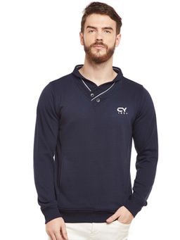 Club York - Men Navy Blue Solid Sweatshirt
