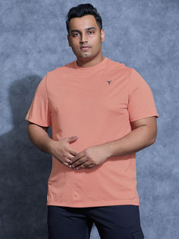 Technosport - Men Orange Solid Sports T-Shirt