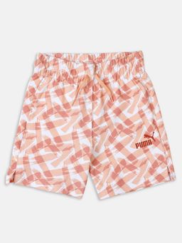 Puma - High Waist Girls Orange Knitted Shorts