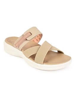 SKECHERS - Beige Mesh Rubber Women Sandals