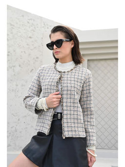 House of duti - Cream Vivienne Frayed Edge Tweed Jacket