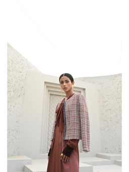 House of duti - Orange Vivienne Frayed Edge Tweed Jacket