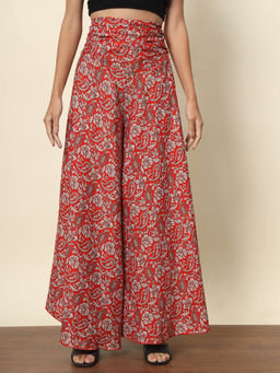 Trend Arrest - Red Paisley Printed Palazzo