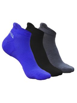 Heelium - Bamboo Ankle Socks-FreeSize UK7-11,3 Pairs,Blue Grey Black Anti dour Breathable (Pack of 3)