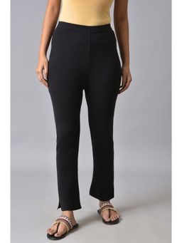 W - Black Solid Straight Pant