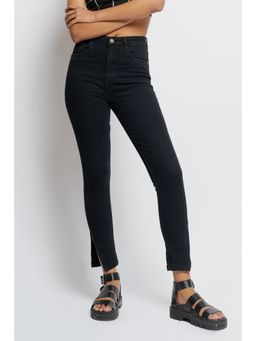 FREAKINS - Side Slit Black Skinny Jeans