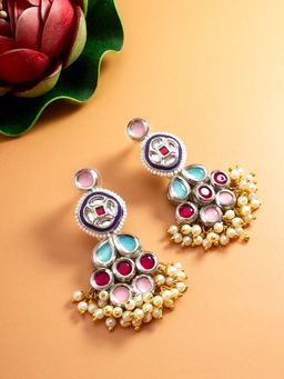 Aadita - Women Multi-Color Gold Plated Kundan and Pearl Drop Earrings