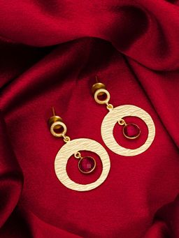 Aadita - Women Red Gold Plated Artificial Stones Drop Earrings