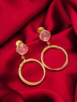 Aadita - Women Transparent Gold Plated Artificial Stones Drop Earrings