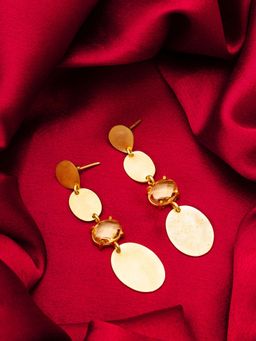 Aadita - Women Brown Gold Plated Artificial Stones Drop Earrings