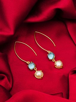 Aadita - Women Blue Gold Plated Artificial Stones Drop Earrings