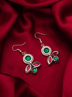 Aadita - Women Multi-Color Oxidized Silver Plated Kundan Pearl and Ad Drop Earrings