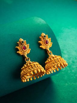 Aadita - Women Multi-Color Gold Plated Stone Studded Jhumka Earrings