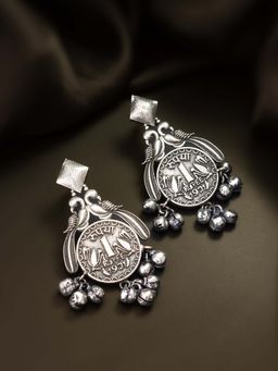 Aadita - Women Oxidized Silver Plated Drop Earrings