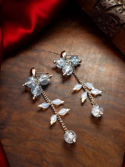 Aadita - Women Blue Oxidized Silver Plated Drop Earrings