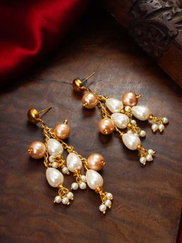 Aadita - Women Multi-Color Gold Plated Pearl Drop Earrings