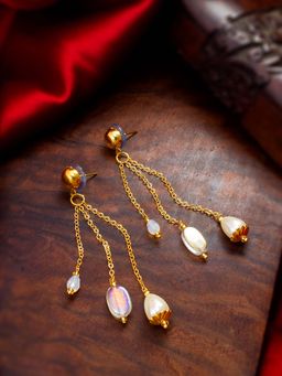 Aadita - Women White Gold Plated Pearl Drop Earrings