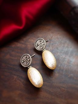 Aadita - Women White Oxidized Silver Plated Pearl Drop Earrings