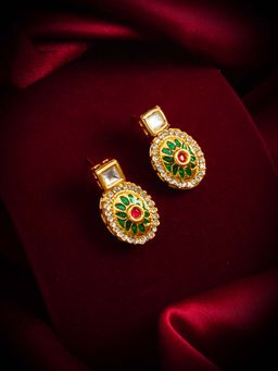 Aadita - Women Multi-Color Gold Plated Kundan Ad Stone Drop Earrings