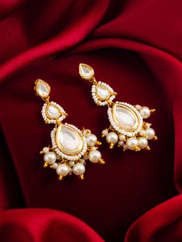 Aadita - Women White Gold Plated Kundan Classic Drop Earrings