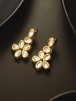 Aadita - Women White Gold Plated Kundan Classic Drop Earrings